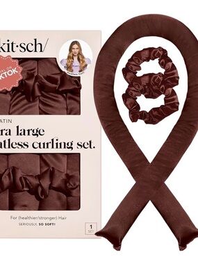 Kitsch Satin Heatless Curling Set in Chocolate